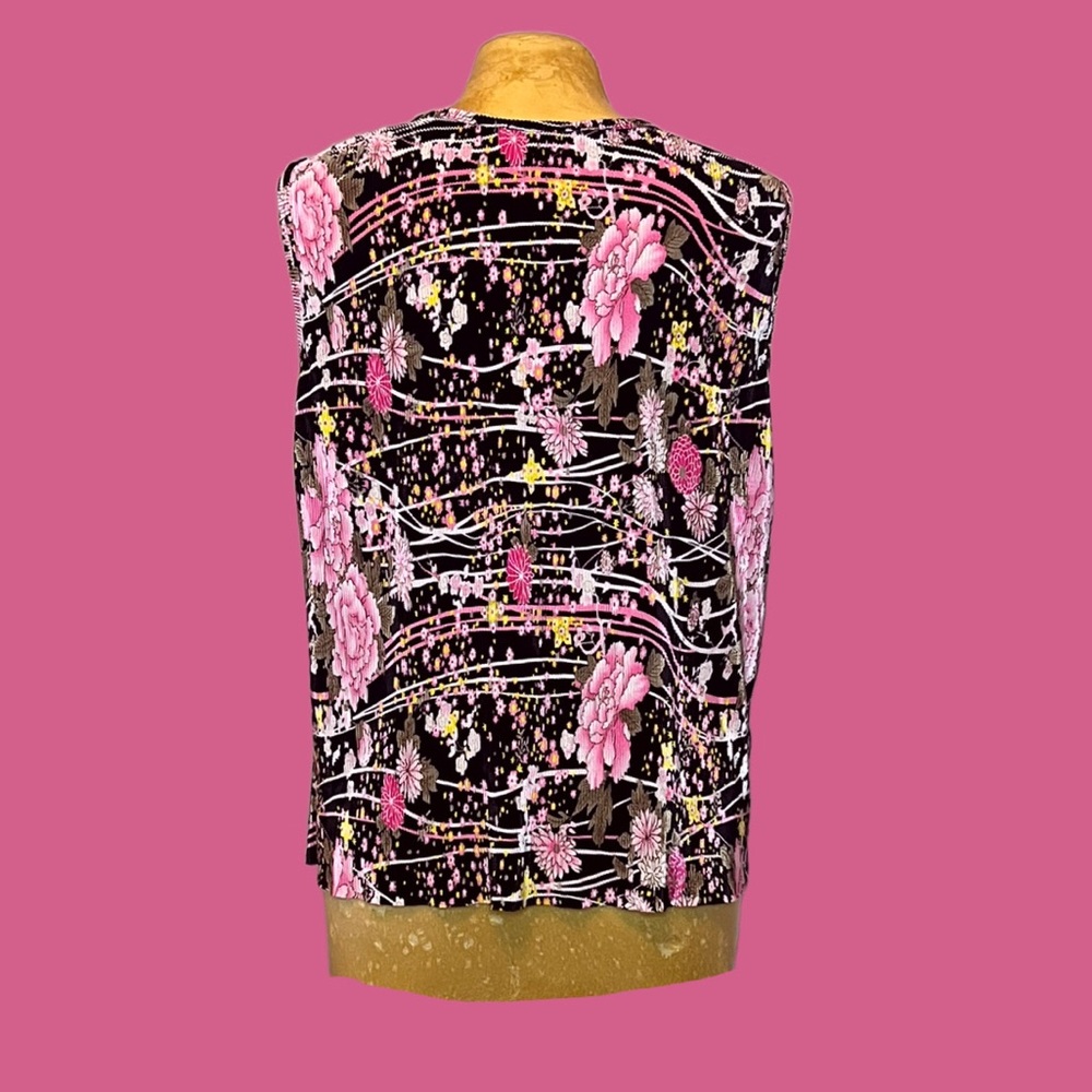 💐Vintage Floral Pleated Sleeveless Blouse💐 - Picture 3 of 4